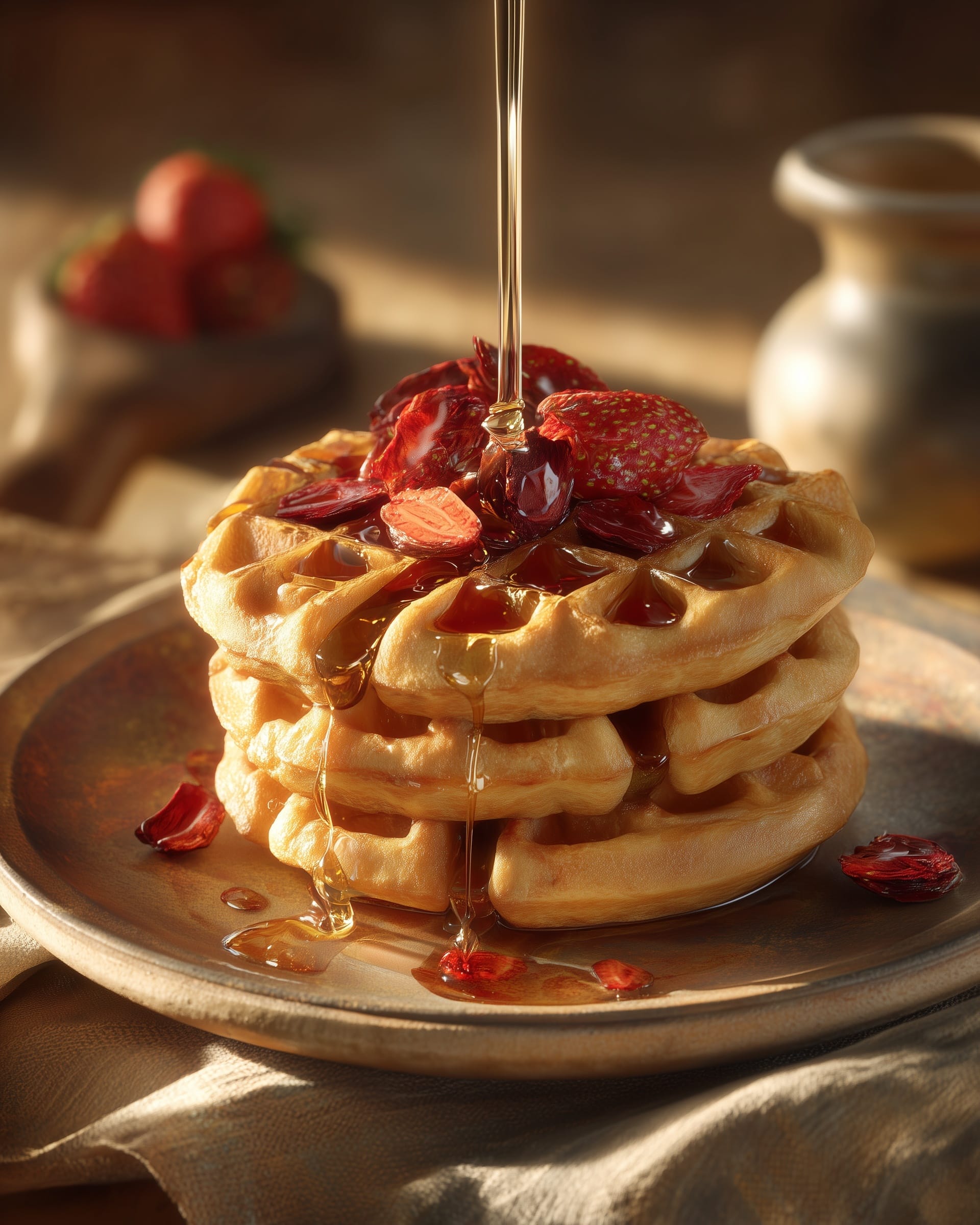 Cider Pumpkin Waffles with Salted Maple Butter Recipe - Recipe Image
