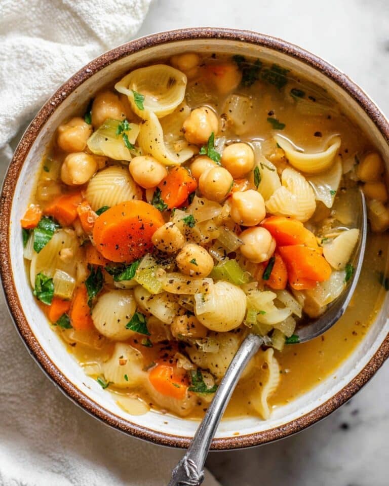 Vegan Chickpea Noodle Soup (Stove + Crockpot) Recipe
