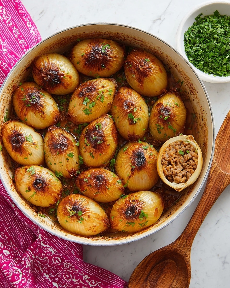 Stuffed Onions with Ground Beef, Rice, and Pomegranate Molasses Recipe - Recipe Image
