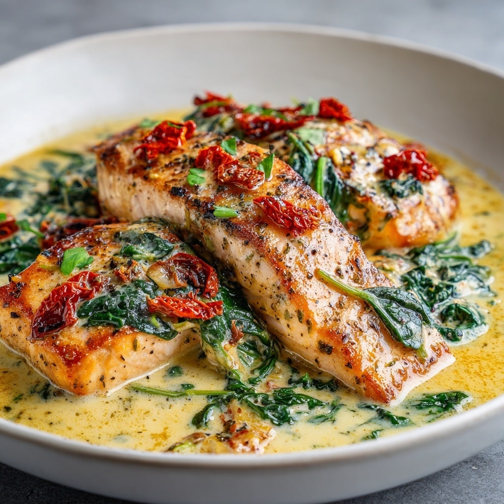 Pan-Fried Salmon with Braised Little Gem Lettuce and Pea Dill Sauce Recipe - Recipe Image