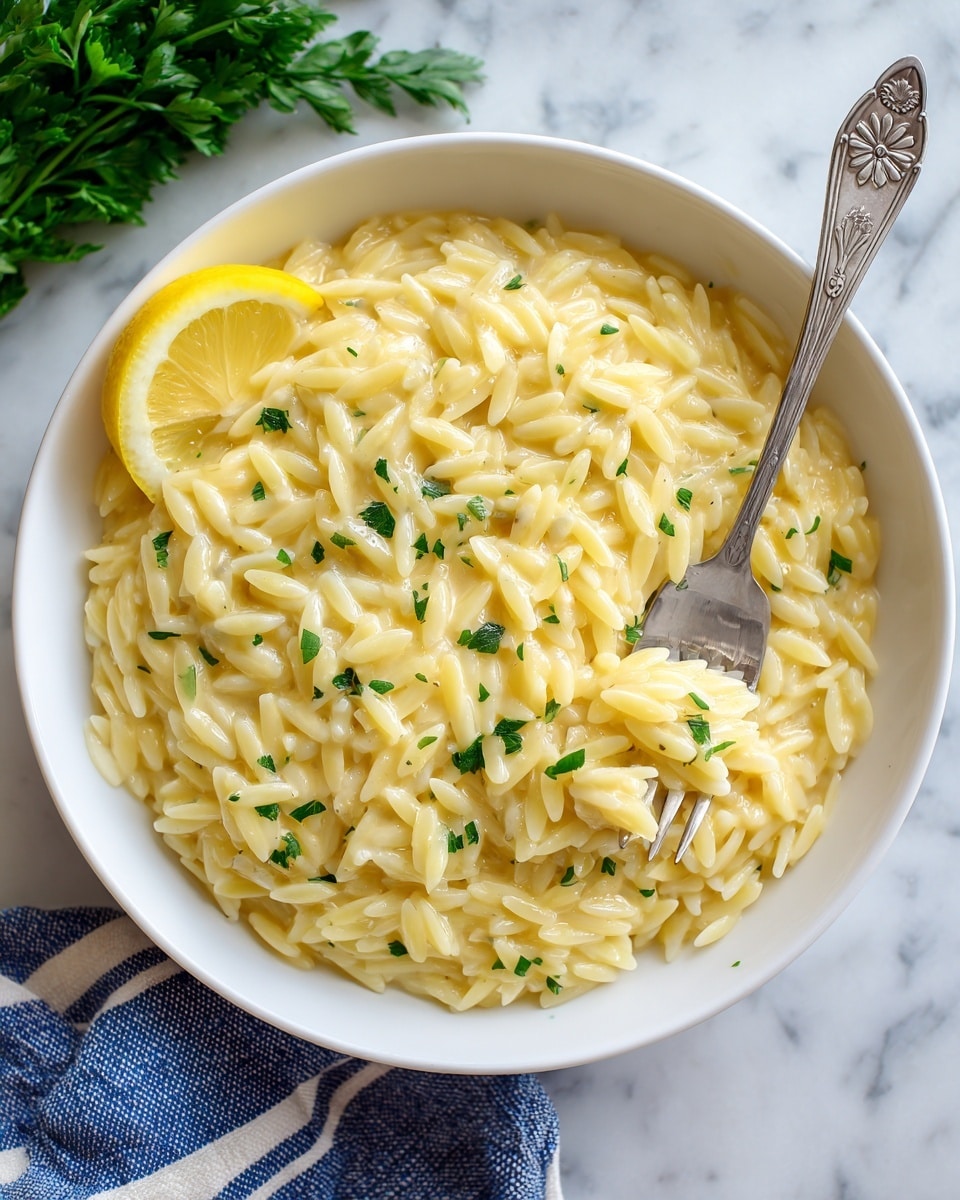 One Pot Lemon Orzo Pasta Recipe - Recipe Image