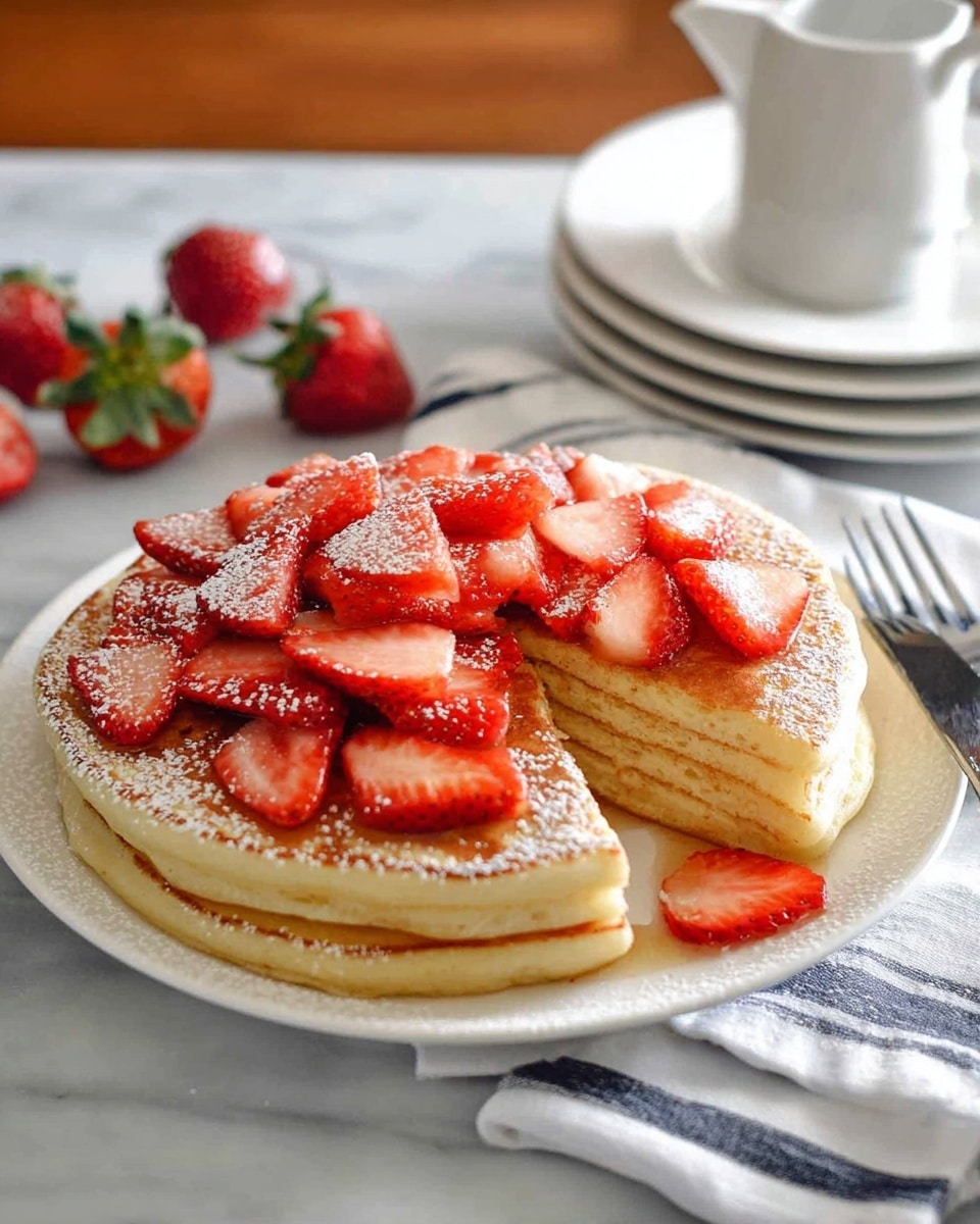 Giant Pancakes with Strawberries and Golden Syrup Recipe - Recipe Image
