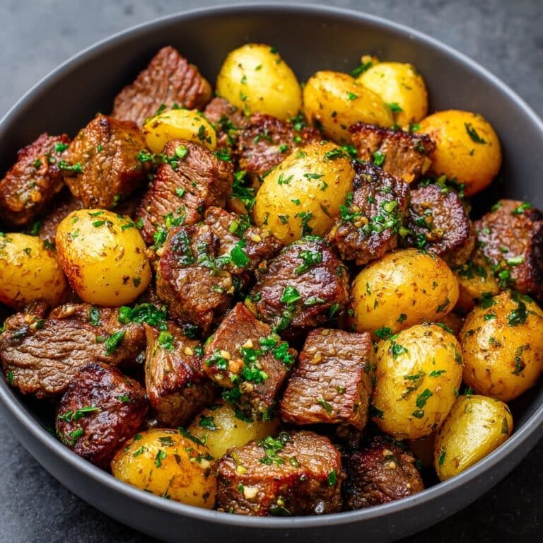 Steak Bites with Mashed Potatoes and Rich Gravy Recipe