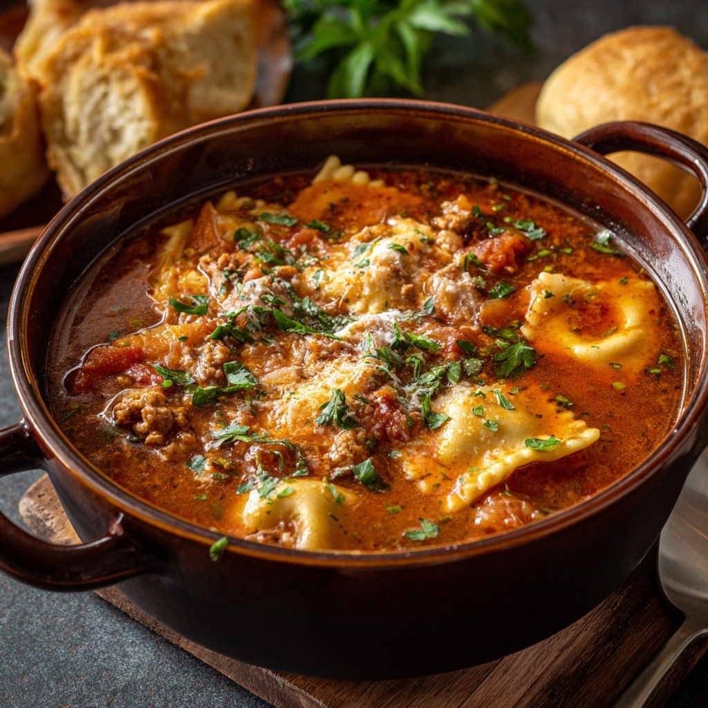 Cheesy Tomato Tortellini Soup Recipe - Recipe Image