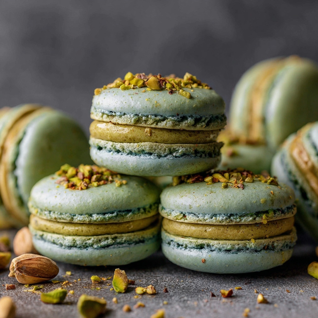 Pistachio Macarons with Green Pistachio Ganache Recipe - Recipe Image