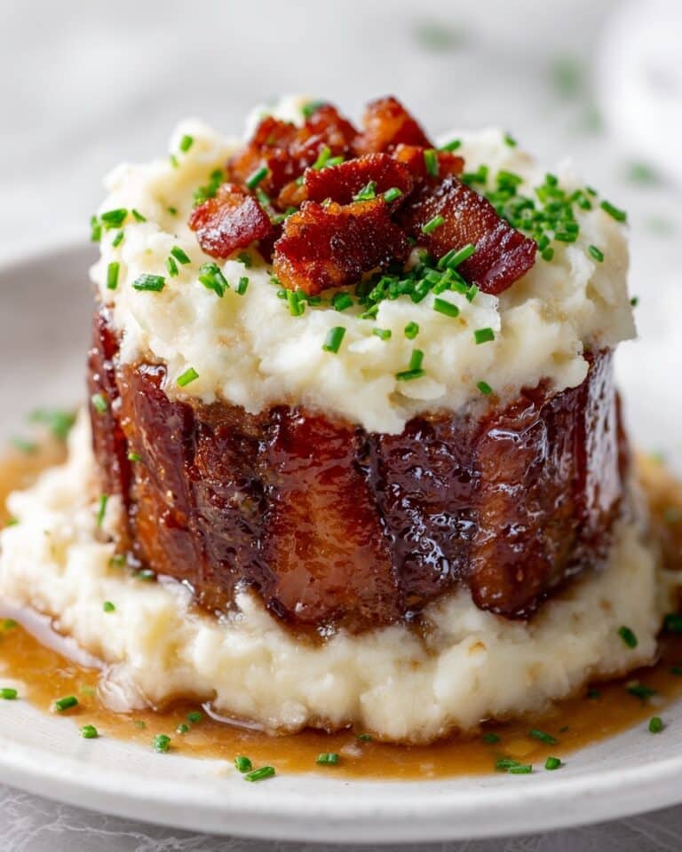Smoky Bourbon BBQ Bacon-Wrapped Meatloaf Cupcakes with Potato Frosting Recipe