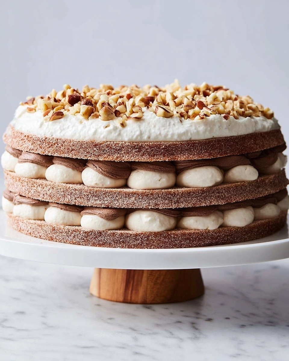 Chocolate Dacquoise with Caramel Hazelnut Cream Recipe - Recipe Image