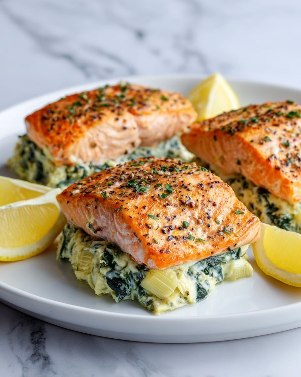 Spinach Artichoke Stuffed Salmon Recipe - Recipe Image