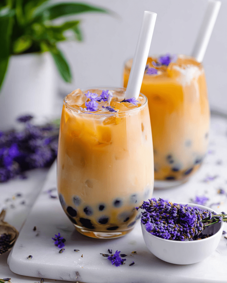 Lavender Earl Grey Milk Tea with Tapioca Pearls Recipe