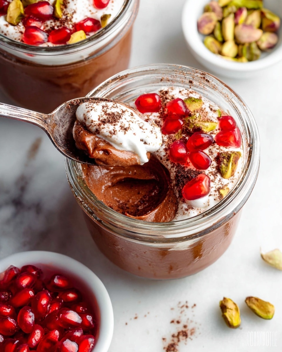 Chocolate Pomegranate Mousse with Pistachios Recipe - Recipe Image