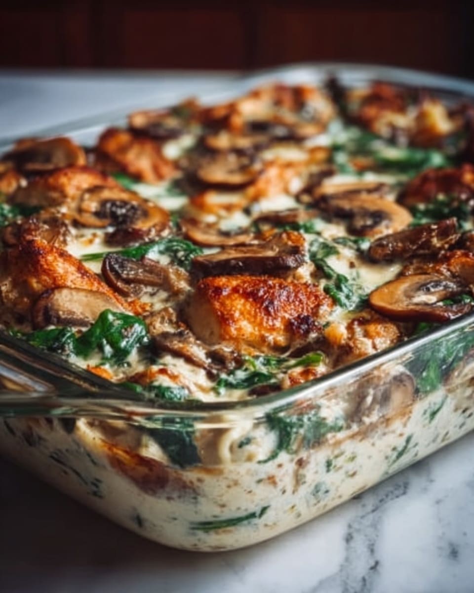 Cowboy Creamy Chicken Spinach and Mushroom Bake Recipe - Recipe Image