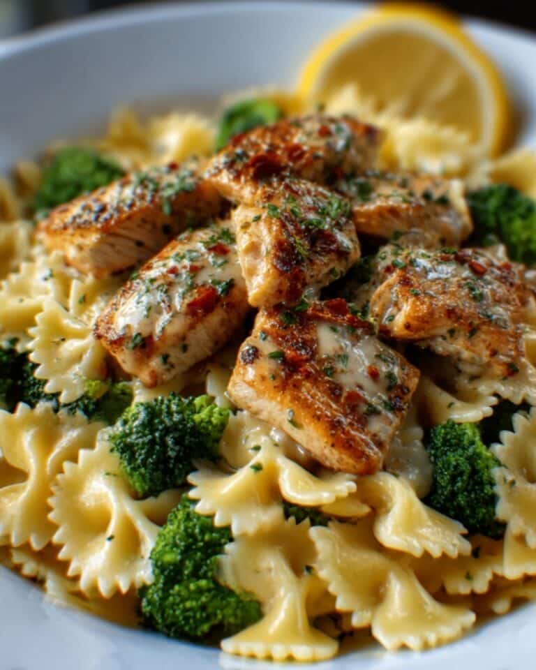 Cowboy Butter Lemon Bowtie Chicken with Broccoli Recipe