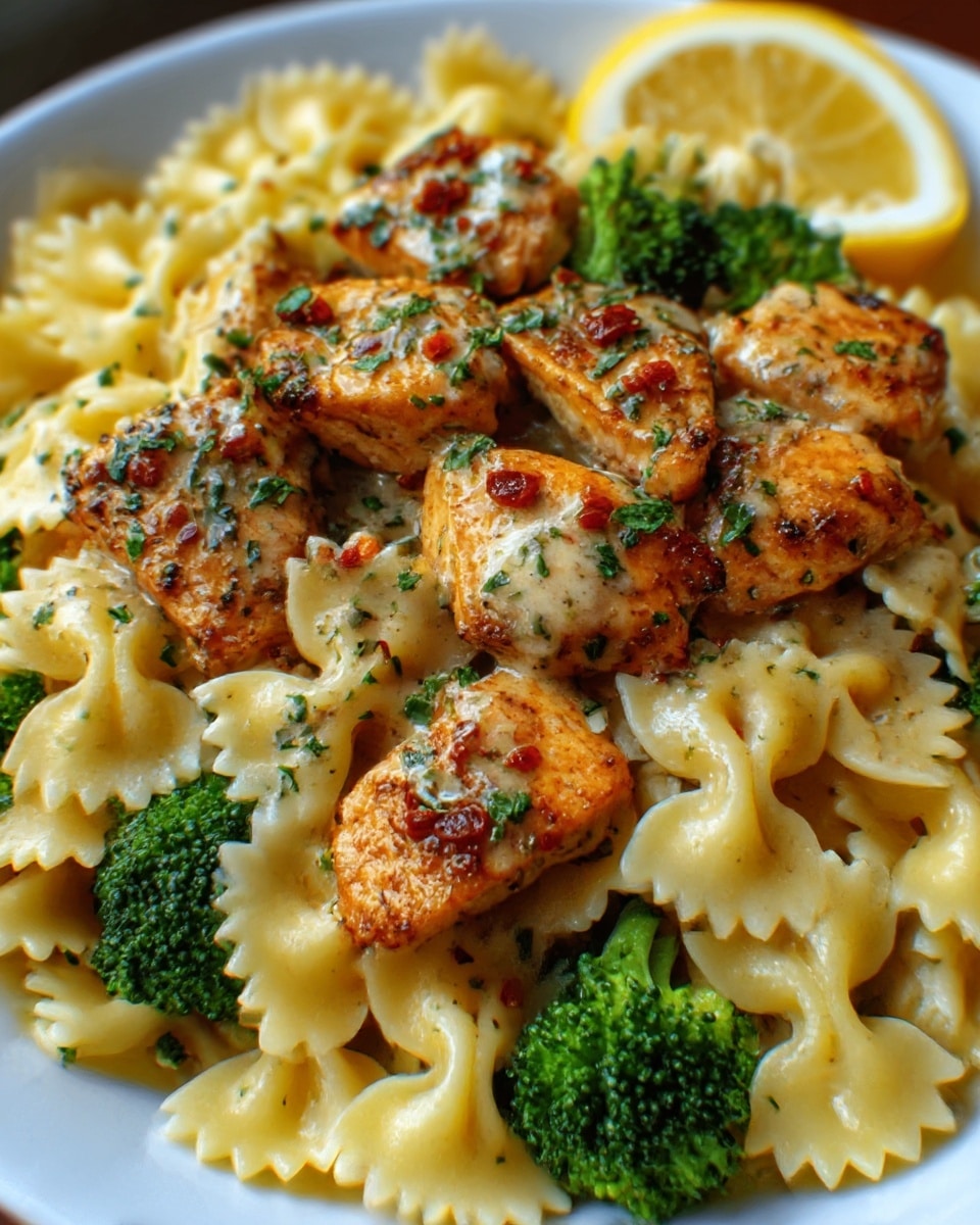 Cowboy Butter Lemon Bowtie Chicken with Broccoli Recipe - Recipe Image